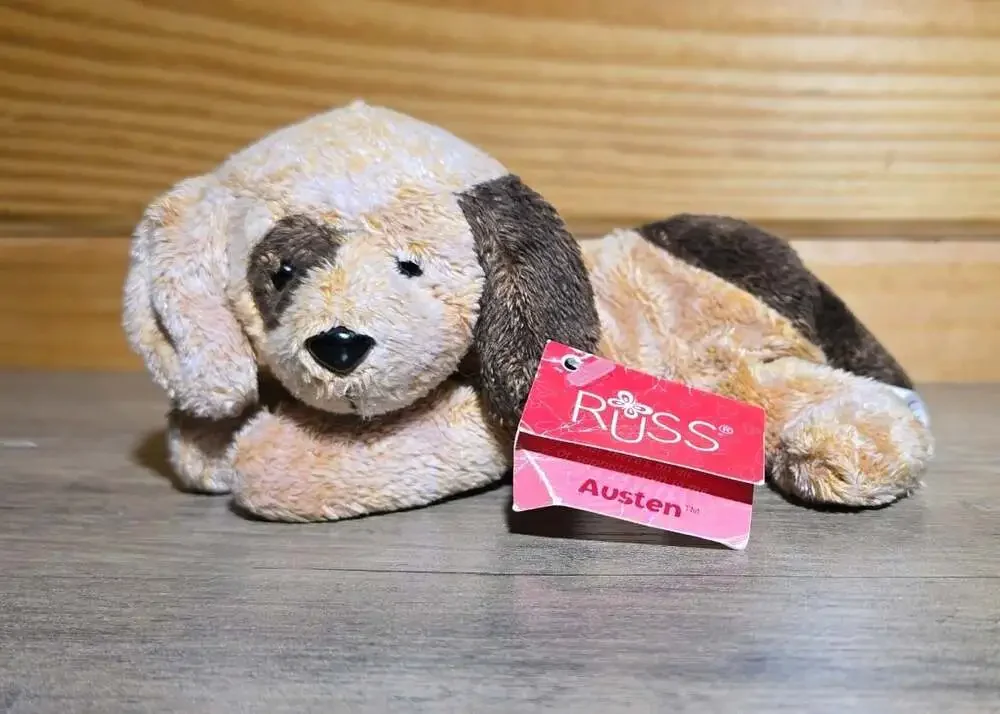 Russ Luv Pets Austen Brown Tan Puppy Dog Stuffed Beanbag Plush Toy 6” w/Tags